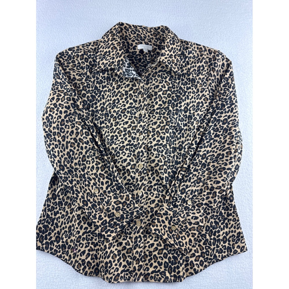 Talbots‎ Petites Leopard Print Button Down Shirt Women Size 8P